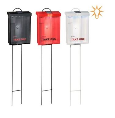 Outdoor Brochure Box on Stake with Integrated LED Solar Light