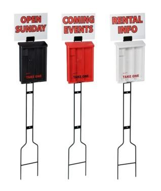 Outdoor Brochure Box on Stake with Rider Clip