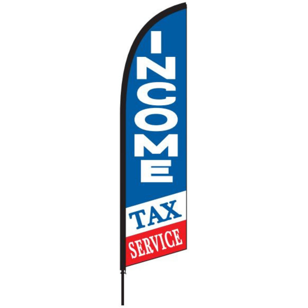 Red White & Blue Income Tax Service Feather Flag