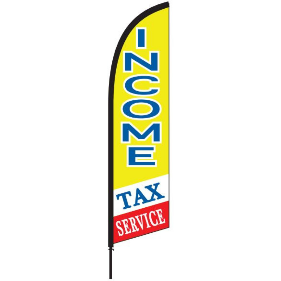 Red White & Yellow Income Tax Service Feather Flag