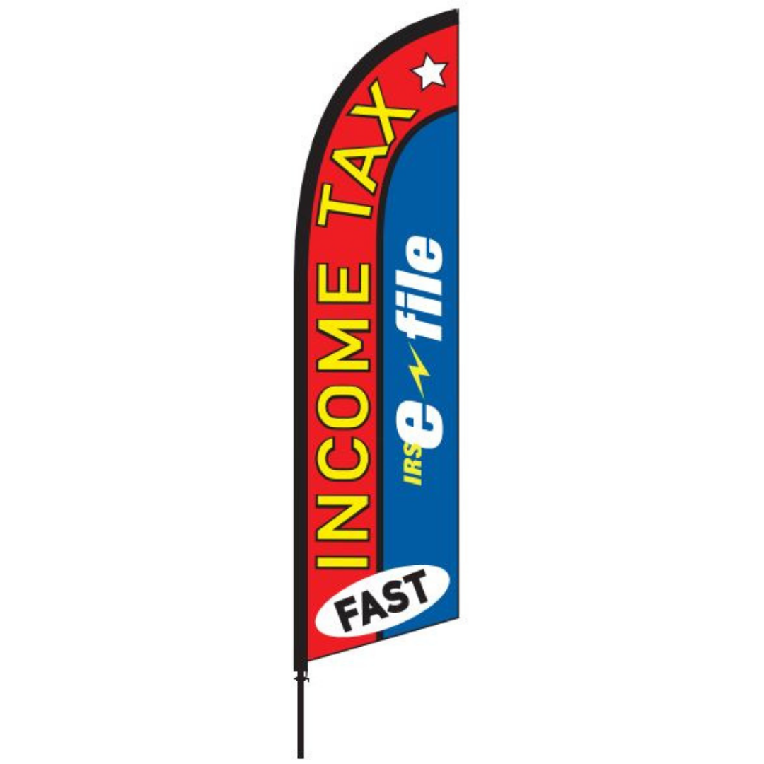 Blue & Red Tax Service Feather Flag