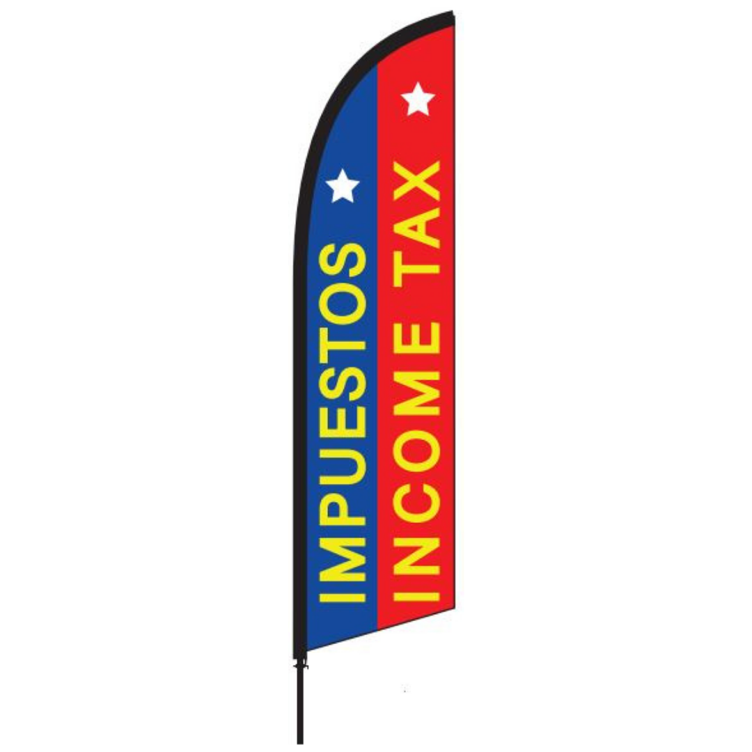 Bilingual Income Tax Service Feather Flag